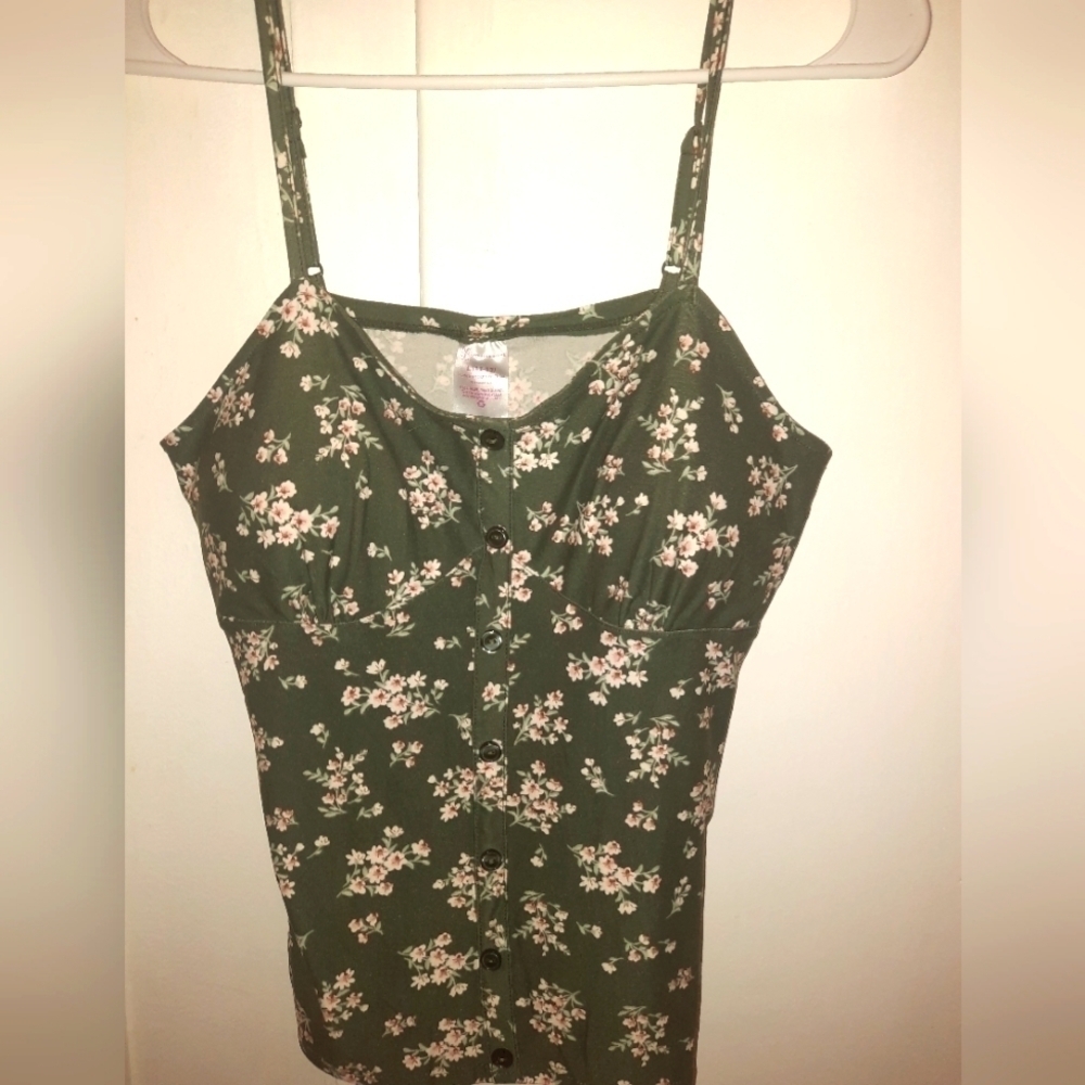 Green floral tank